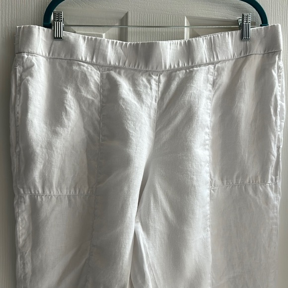Eileen Fisher 100% Organic Linen Elastic Waist Pull On White Pants Women’s XL - Picture 1 of 16